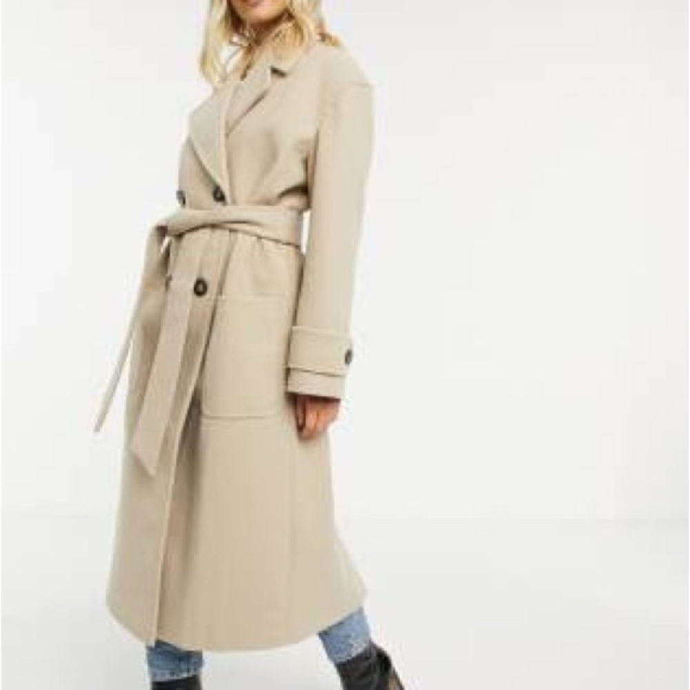 ASOS DESIGN belted luxe maxi coat in camel